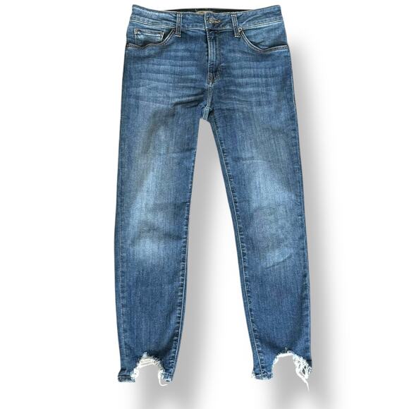 Mavi Tess High-Rise Skinny Jeans Blue Distressed Raw Hem Scoop Ankles 27 - Picture 10 of 10